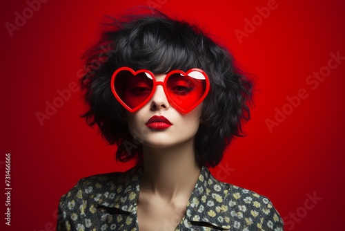 Portrait of woman with heart shaped glasses