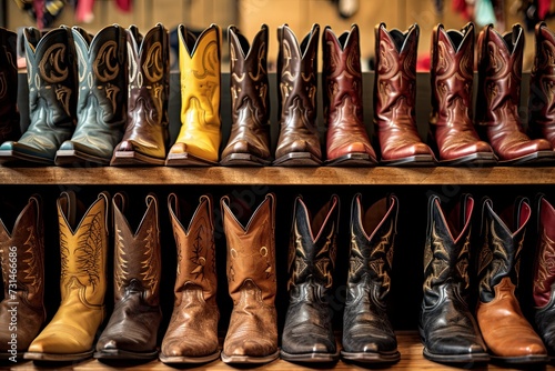 Stylish leather boots displayed