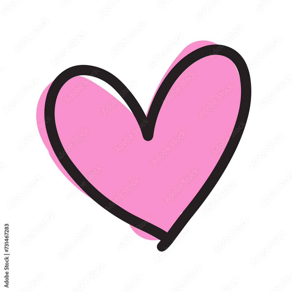 Hand drawn of pink heart for cute sticker, tattoo, fabric print, decorations, clip art, love logo, icon, Valentine's Day, social media post, card, sign, symbol Hand drawn of pink heart for cute sticker, tattoo, fabric print, decorations, clip art, love logo, icon, Valentine's Day, social media post, card, sign, symbol