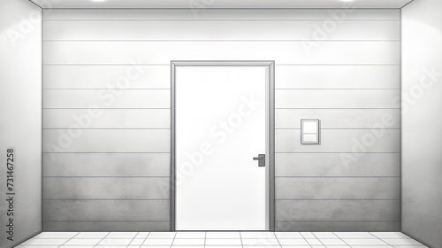 A white door in a room with white walls