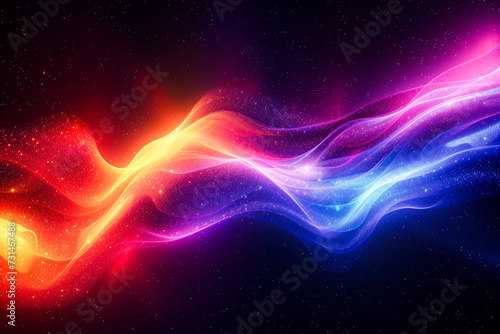 Abstract Cosmic Waves in Neon Colors.