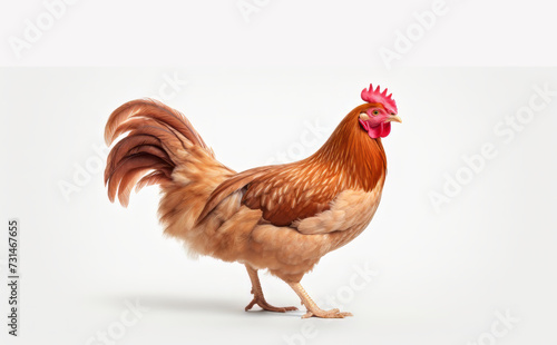 Red rooster isolated on a white background.