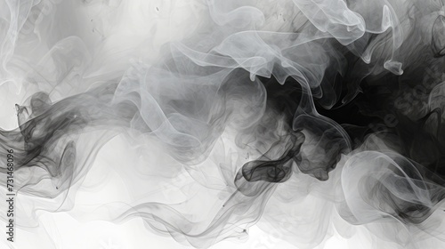 Abstract black smoke on a white background. Texture. Design element. The concept of aromatherapy.