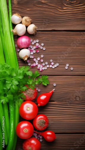 Greek Salad Ingredients - Organized layout of tomatoes, cucumbers, olives, feta, and seasonings