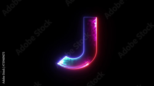 Glowing neon blue and purple alphabet 