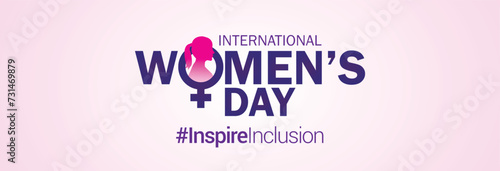 International women's day concept poster. Woman sign illustration background. 2024 women's day campaign theme- #InspireInclusion photo