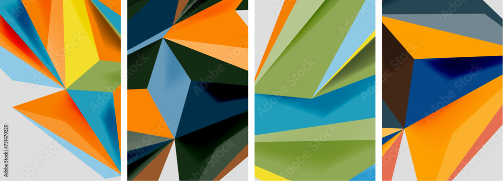 Triangle low poly mosaic posters. Vector illustration For Wallpaper, Banner, Background, Card, Book Illustration, landing page Triangle low poly mosaic posters. Vector illustration For Wallpaper, Banner, Background, Card, Book Illustration, landing page