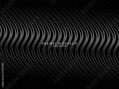 Abstract curved Diagonal Striped black Background. Vector slanted curved  waving lines pattern. New style for business design with dark colors.