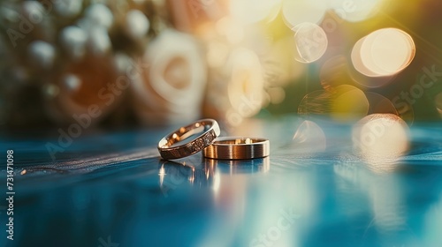 Eternal Love Captured! Close-Up of Two Gold Wedding Rings, Symbolizing the Sacred Bond of Matrimony. Seize the Moment of Everlasting Commitment!