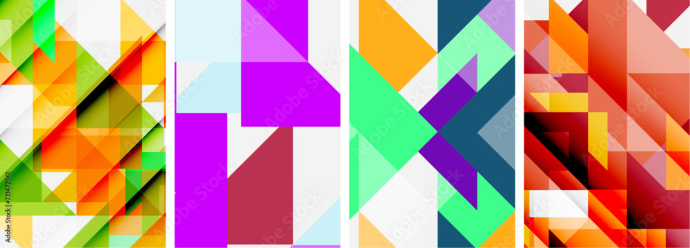 Triangle poster geometric background set Triangle poster geometric background set