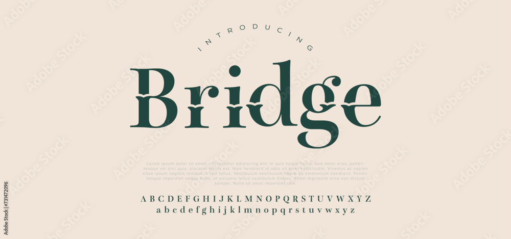 Bridge font creative modern alphabet fonts. Typography colorful bold with color dot regular. vector illustrator - obrazy, fototapety, plakaty 
