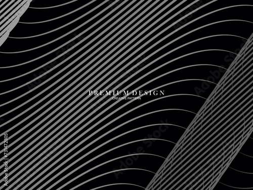 Abstract curved Diagonal Striped black Background. Vector slanted curved, waving lines pattern. New style for business design with dark colors.