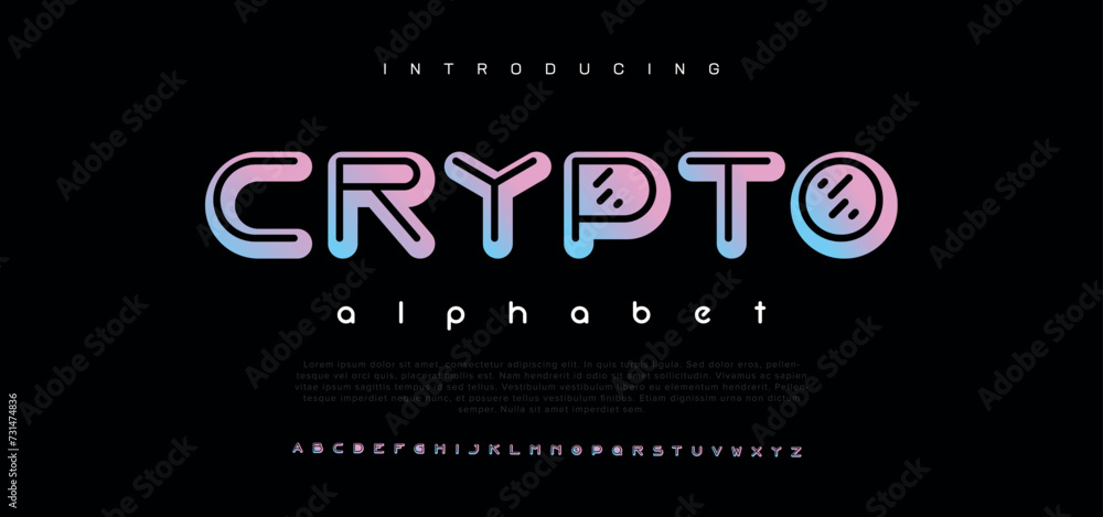 Crypto font creative modern alphabet fonts. - obrazy, fototapety, plakaty 