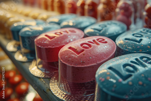 A Row of Love Pills Spelling Love © Boyan Dimitrov