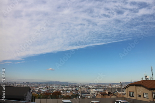 大阪市内の景色と雲