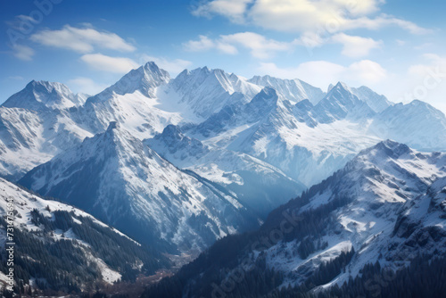 Snowy Alpine Adventure: Majestic Winter Landscape Amidst the Austrian Alps
