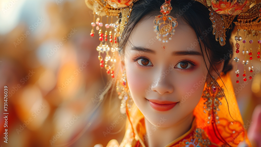 Asian Beauty Traditional Dance Amidst Ancient Splendor