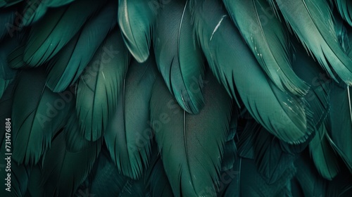 Beautiful dark green color trends feather texture background.