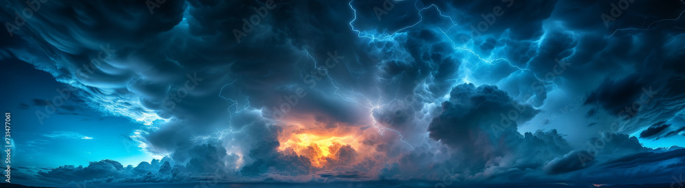 Panorama Dark cloud at night with thunder bolt. Heavy storm bringing thunder, lightnings and rain in summer. Panorama Dark cloud at night with thunder bolt. Heavy storm bringing thunder, lightnings and rain in summer.