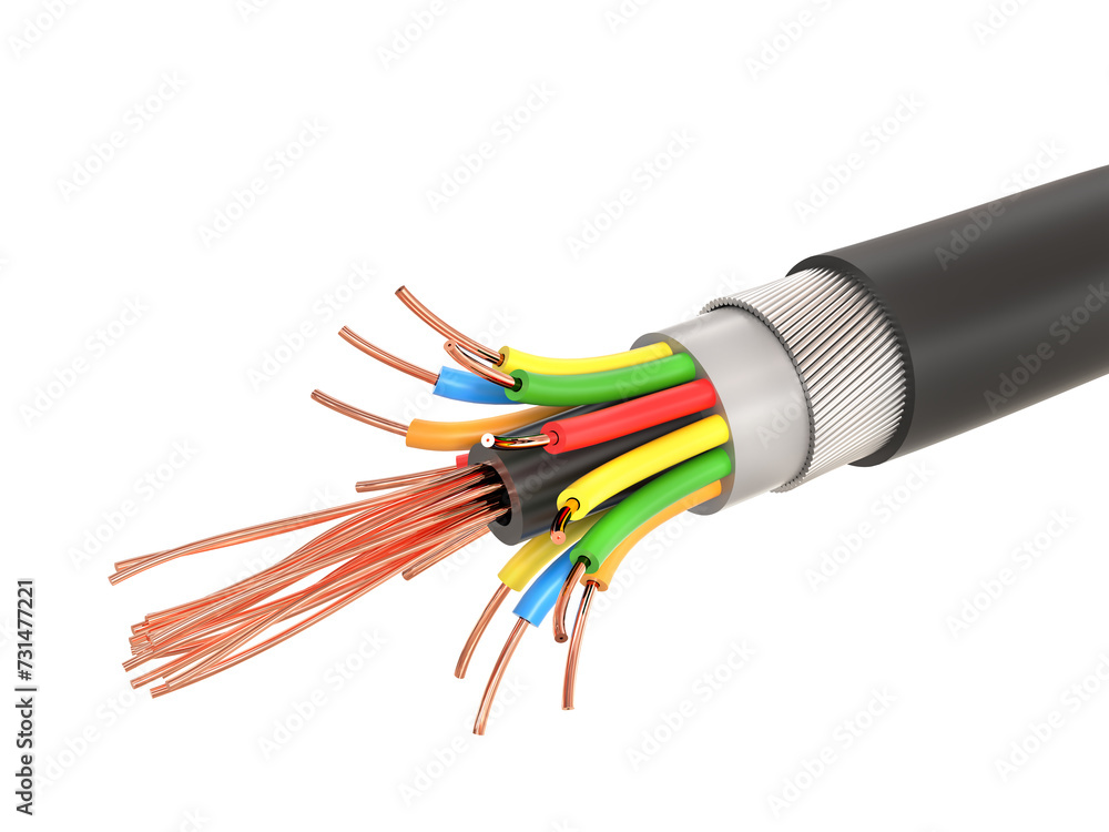 Electric wire on white isolated background Electric wire on white isolated background
