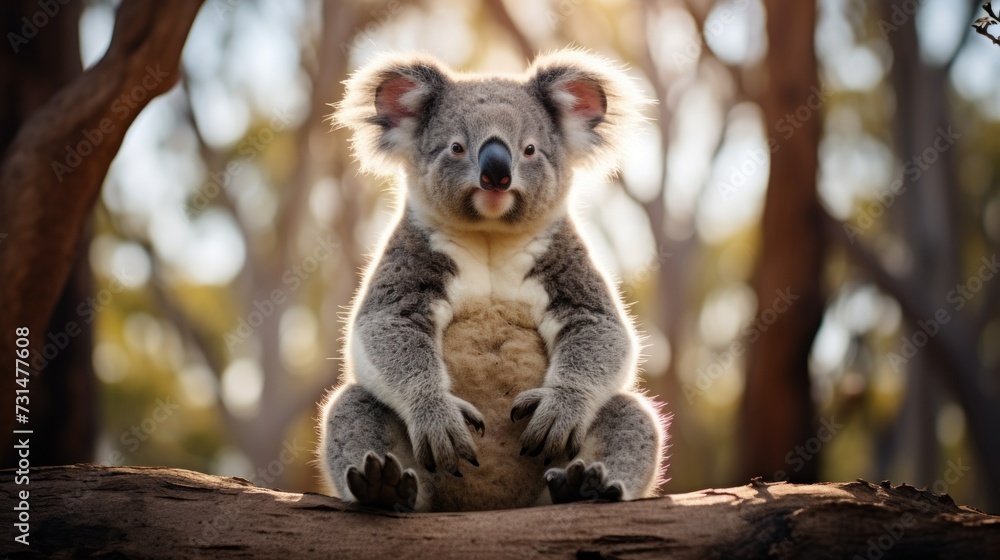 Koala sitting and meditating.