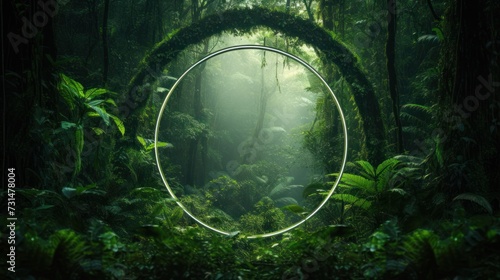 Tropical rainforest fantasy portal. Jungle background. photo