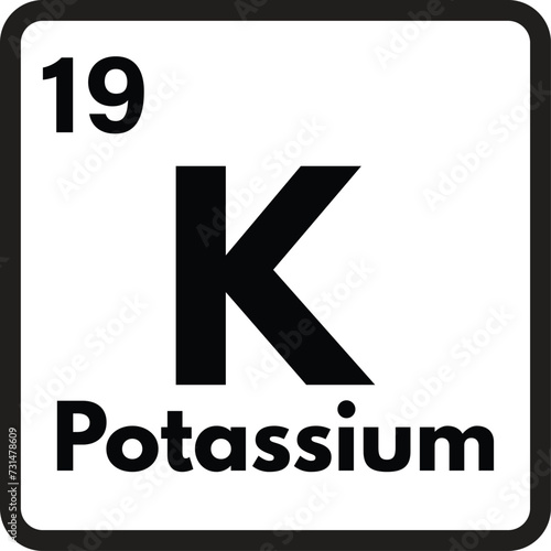 Potassium chemical element icon isolated on white background . Vector illustration