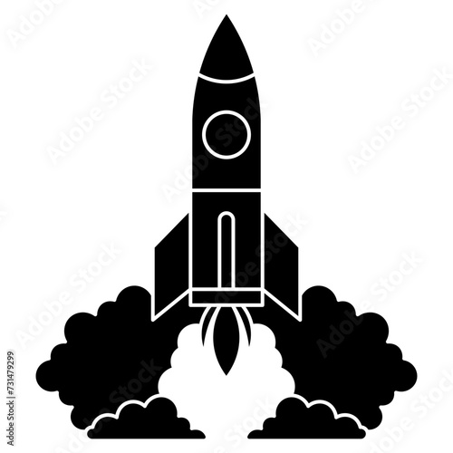 Rocket launch silhouette element. Can be used for landing page, template, UI, web, mobile app, poster, banner, flyer