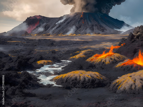 landscape with volcano