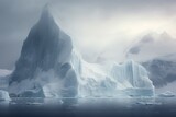 A massive iceberg floating alone in the middle of the open water, The glaciers and icebergs of Antarctica, AI Generated