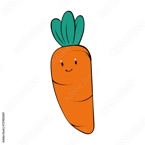 Cartoon carrot. Carrot character design. mascot of a carrot. Carrot on white background. Hand drawn. Vector illustration