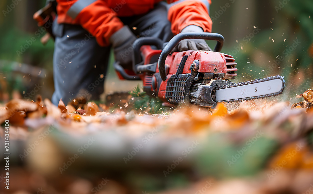 Fototapeta premium Cutting Edge Forestry Portable Saw Power