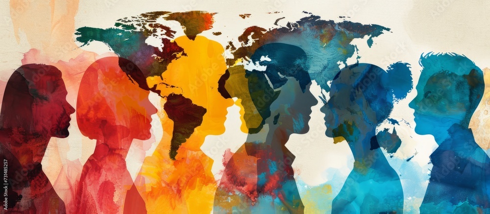 Naklejka premium Multicultural individuals discussing global matters.
