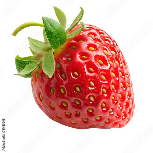 Ripe red strawberry and its cross-section isolated on a white background  with visible seeds. 