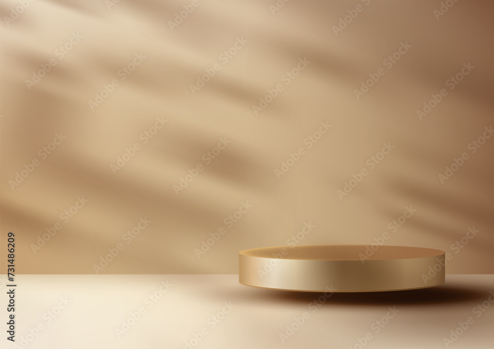 3D Gold Podium Mockup, Luxury Product Display in Beige Minimal Scene 3D Gold Podium Mockup, Luxury Product Display in Beige Minimal Scene