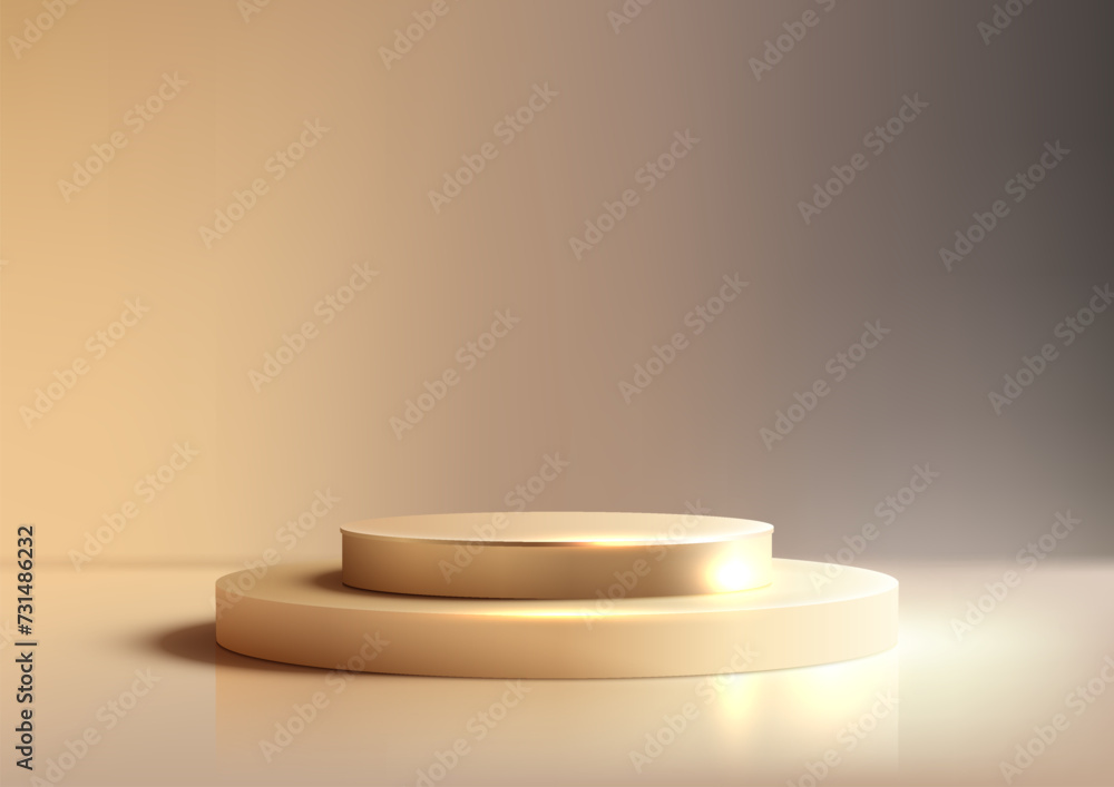 3D Gold Podium Mockup, Luxury Product Display in Elegant Setting 3D Gold Podium Mockup, Luxury Product Display in Elegant Setting