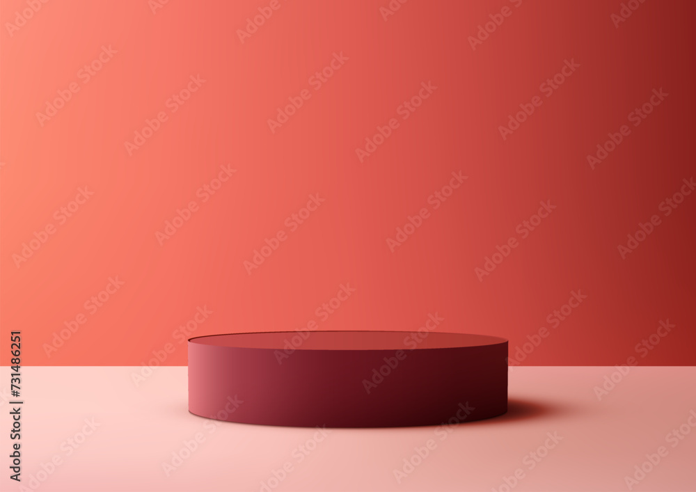 Red 3D podium mockup ideal for Valentine's Day displays. Showcase products in a luxurious, minimalist setting Red 3D podium mockup ideal for Valentine's Day displays. Showcase products in a luxurious, minimalist setting