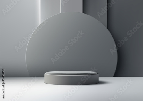 Modern 3D podium mockup. Fe...