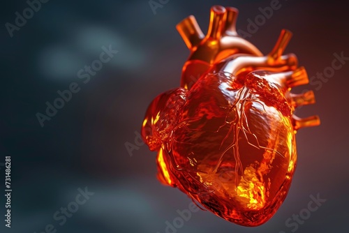 A detailed image showcasing the intricate structure and features of a human heart, 3D visualization of a human heart X-ray, AI Generated © Iftikhar alam