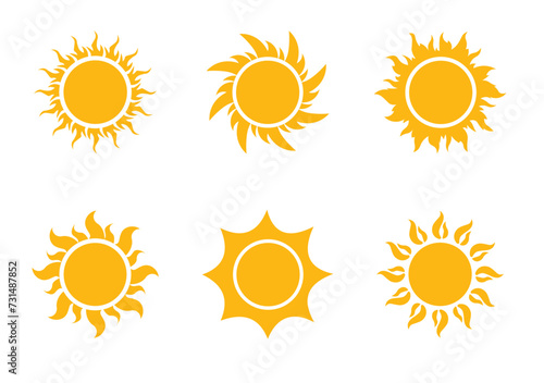Set of sun vector icons on isolated background. Sun vector icon collection.