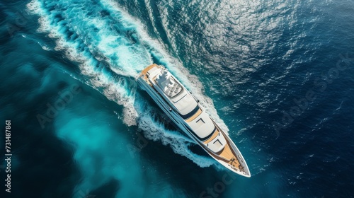 Luxury super yacht sailing in the sea or ocean © Media Srock
