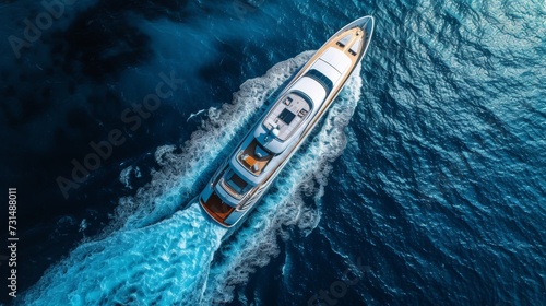 Luxury super yacht sailing in the sea or ocean