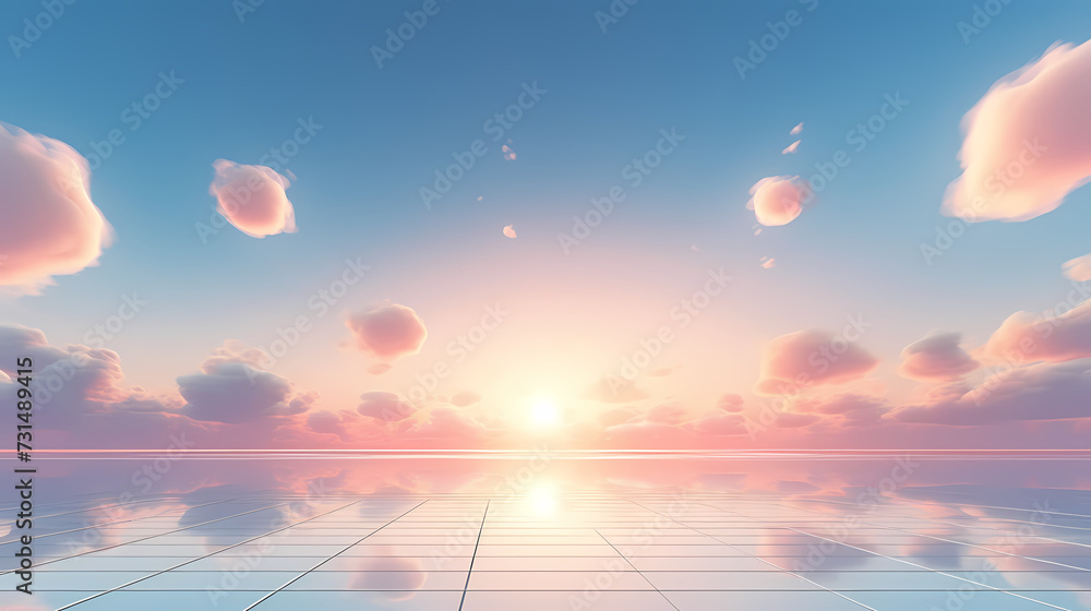 Dark concrete floor background infinite horizon sky panoramic scene Dark concrete floor background infinite horizon sky panoramic scene