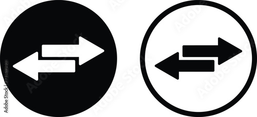 Exchange icon set in two styles isolated on white background . Transfer arrows icon . Left right arrows vector