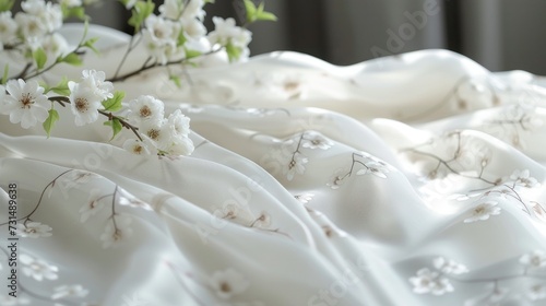 Beautiful, delicate silk flower background, factory fabric texture.Generative AI