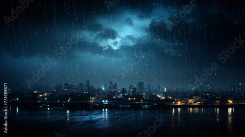 raining night landscape background