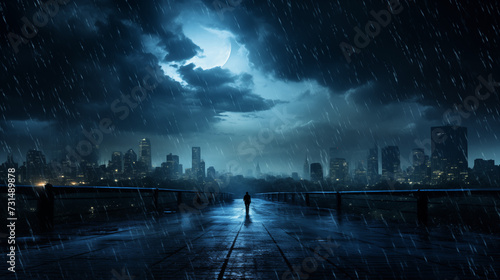 raining night landscape background photo
