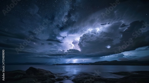 Thunders in night sky long exposure © Lakkhana