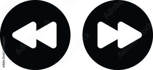 Fast forward and back button icons . Rewind play forward button icon vector