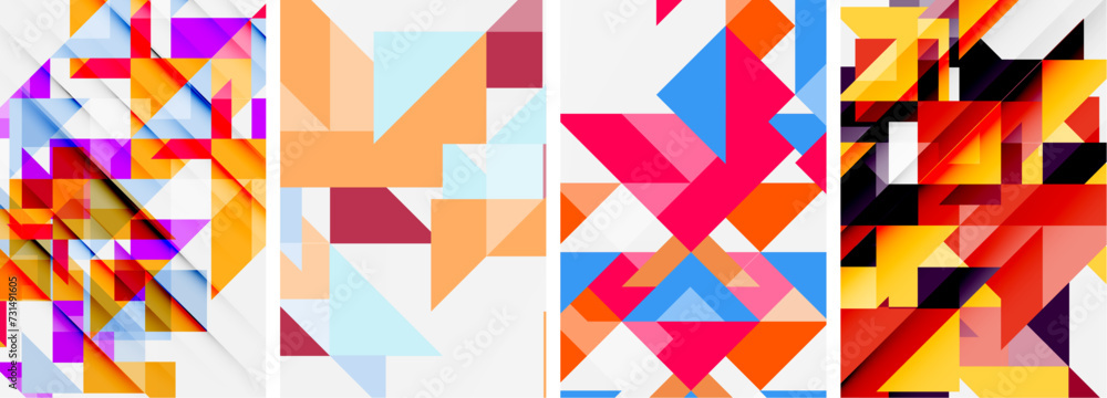 Triangle poster geometric background set Triangle poster geometric background set